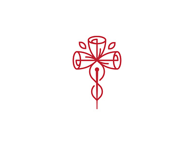 Caduceus Rose Logo beauty caduceus care cosmetic feminine floral flower god health luxurious medical nature planner plant rose salon spa treatment wedding wellness
