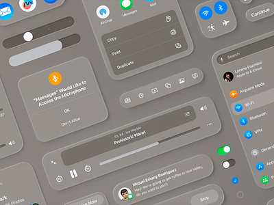 iOS Interface Modular UI Design app design button controls control center glassmorphism interface intuitive flow ios design layered layout mobile interface mobile widgets modern layout permission popup seamless transitions sleek toggles smart prompts switch toggles ui framework ui system ux microinteractions