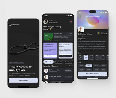 Doctor Appointment App appointment app design doctor doctor appointment app health health app health consultation health tech interface medical app mobile mobile app mobile application product design ui uiux ux
