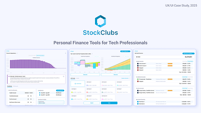 Personal Finance Tools for Tech Professionals | UX/UI Case Study ai finance cards case study finance finance ai financial tool hint monte carlo monte carlo simulation ovewview personal finance simulation steps stockclubs uxui case study web design web finance