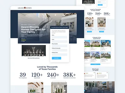 Grand Homes // Landing Page Design branding landing page design web design