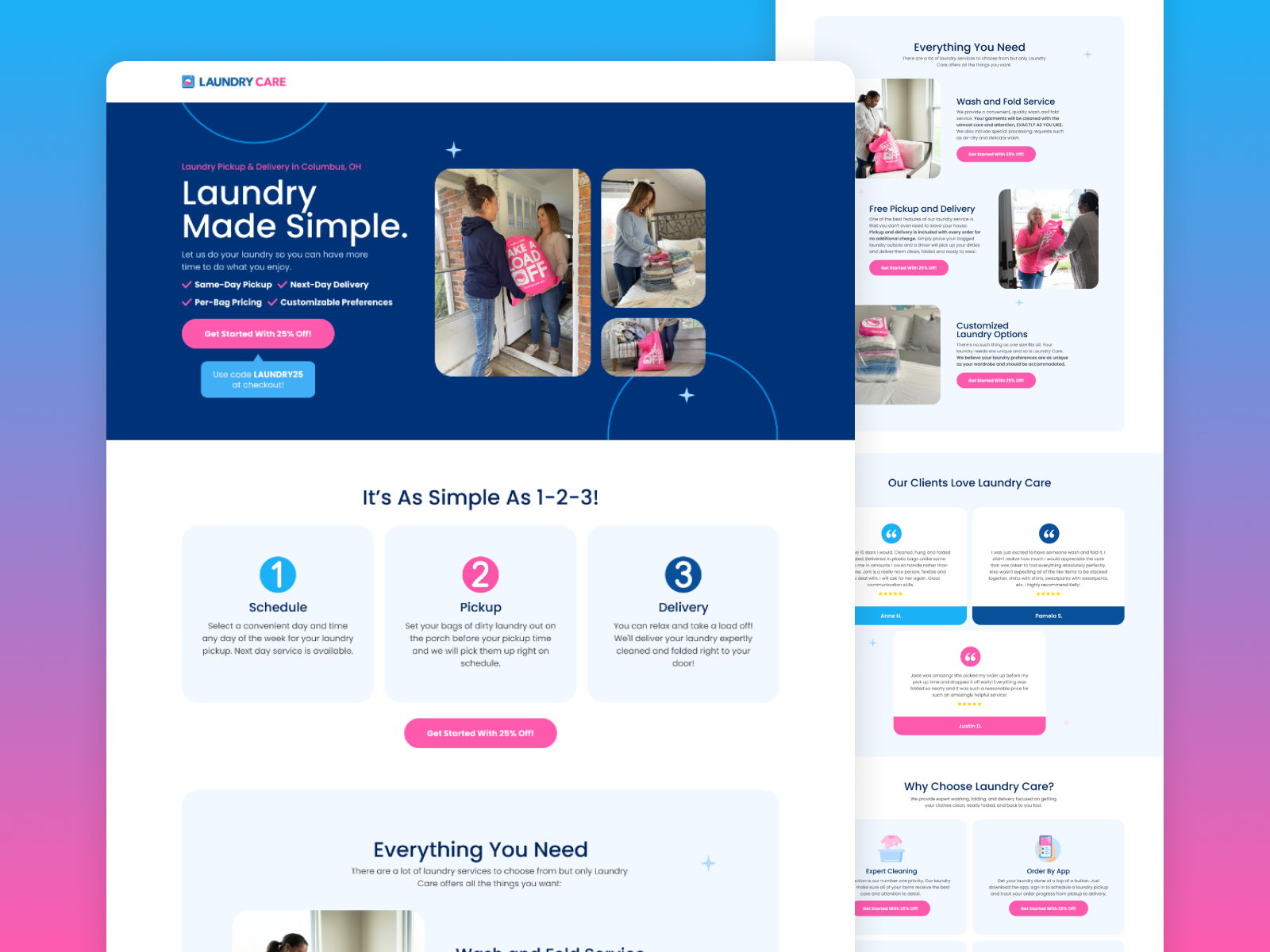 Example of Laundry Care // Landing Page Design