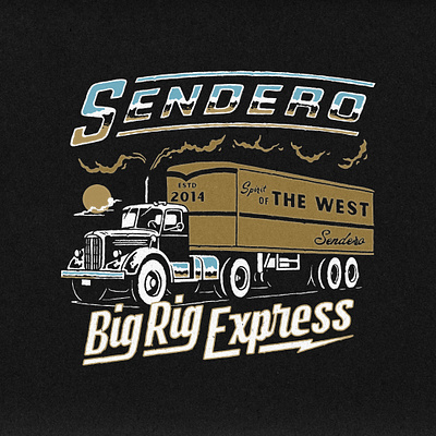 Big Rig Express Sendero badge design branding cap delivery hat illustration merch t shirt truck trucker hat vintage