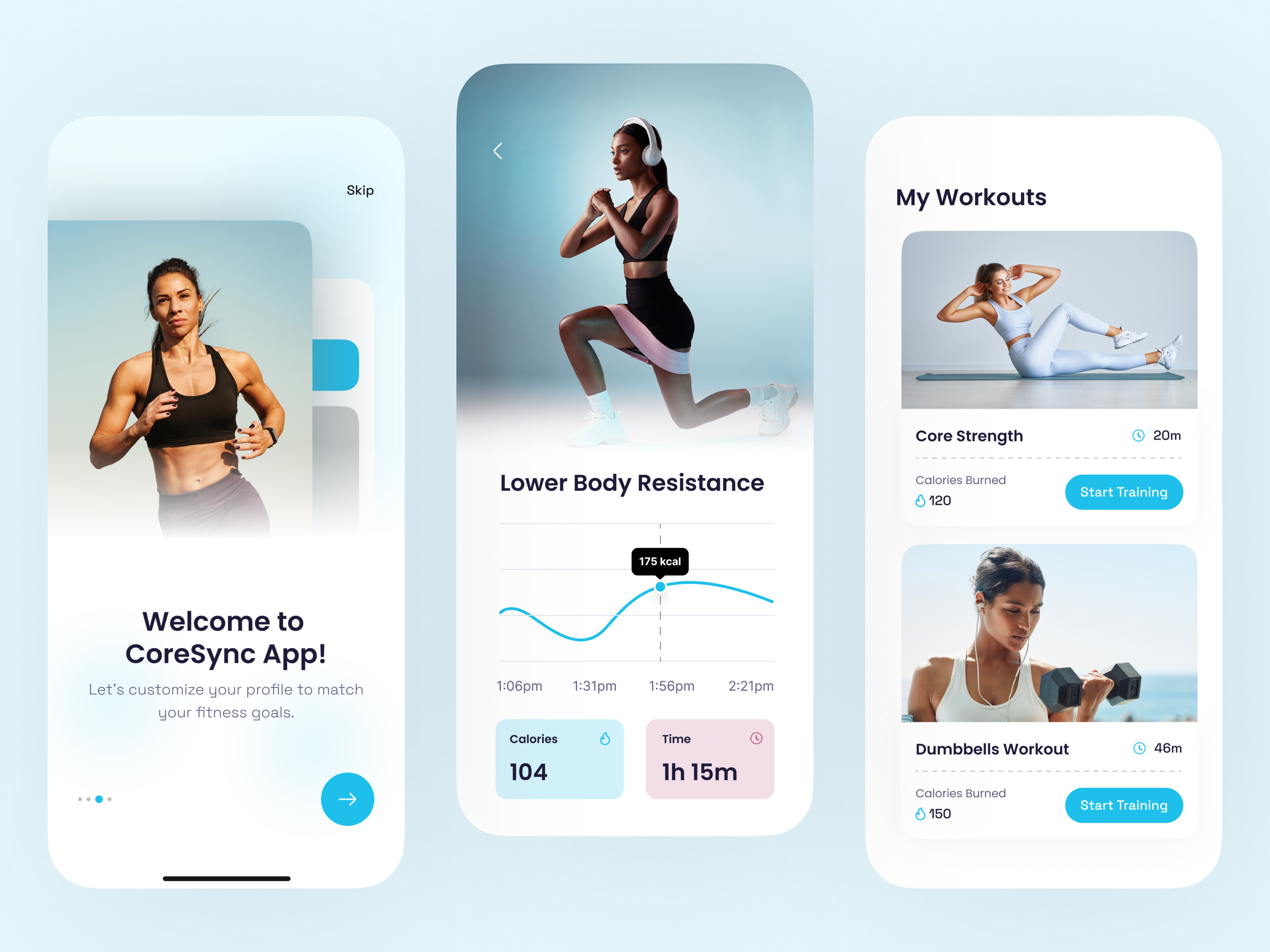 Fitness App UI/UX adobe xd app dashboard design figma fitness app graphic design health app inspiration line chart minimal design mobile app modern ui product design tracking training ui ux workout app workout tracker