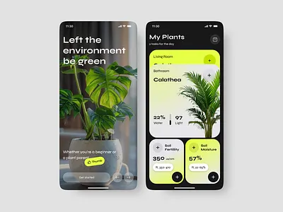 Plants Mobile App Design clean ui green design houseplants mobile ui nature app plant app plant care plant identifier plant lover plant shop mobile app plant tracker plant watering smart garden ui