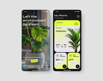 Plants Mobile App Design clean ui green design houseplants mobile ui nature app plant app plant care plant identifier plant lover plant shop mobile app plant tracker plant watering smart garden ui