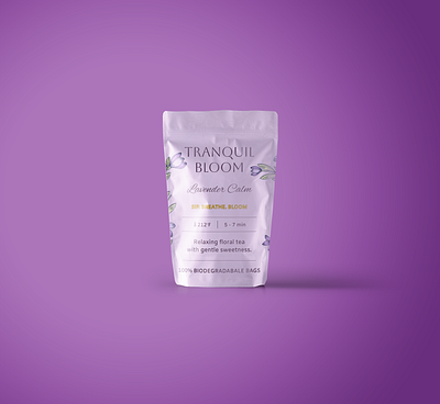 Tranquil Bloom – Herbal Tea Packaging Design design graphic design mockup packaging design photoshop teamockup teapackaging design