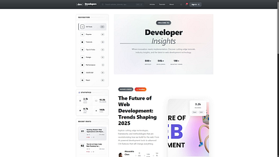 Developer Hub – React Tech Blog UI Concept blog dashboard devoloper frontend react techblog ui webdesign