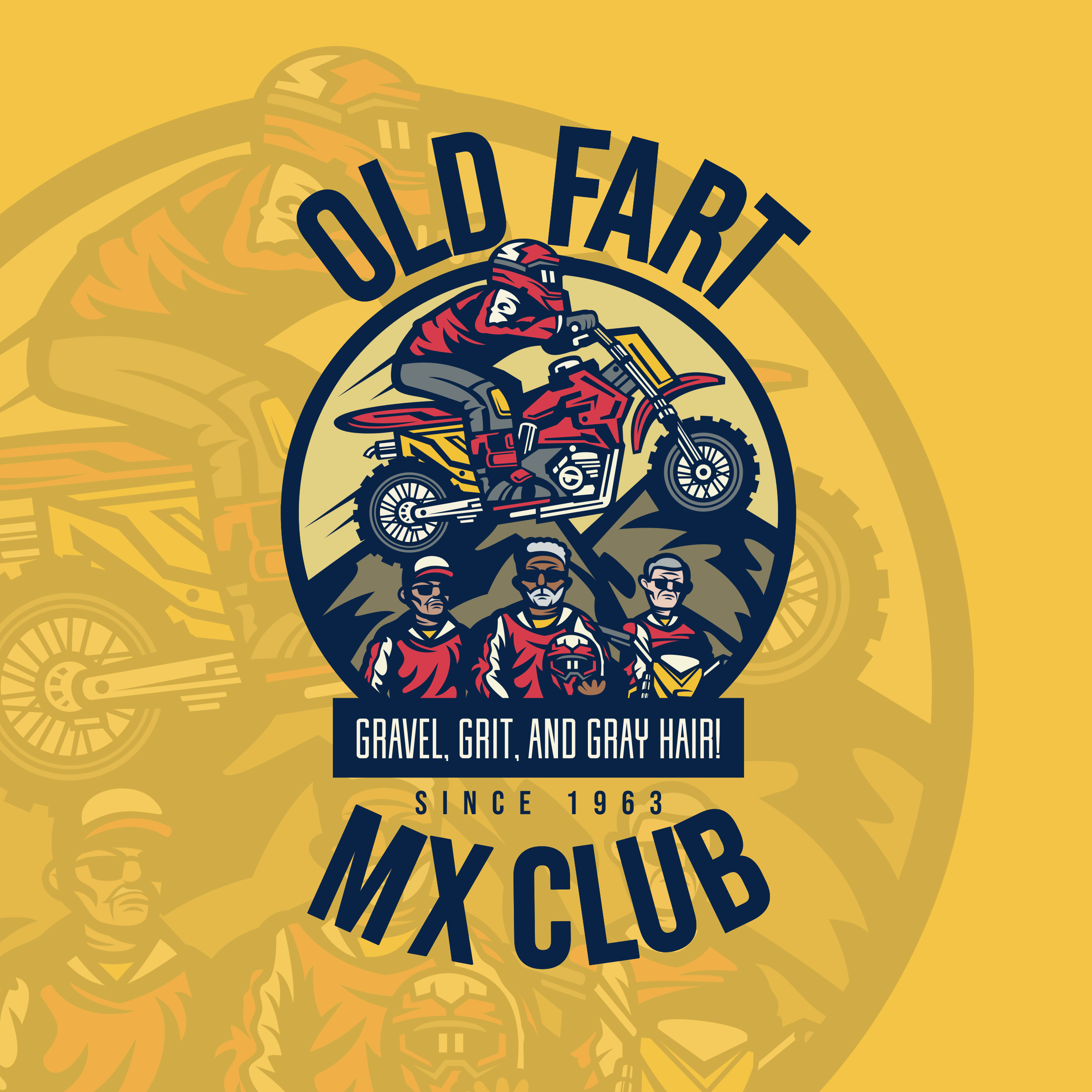Shirt Graphic for Old Fart MX Club badass biker club bikers commission design digital art freelance work graphic design illustration shirt graphic vector vector art