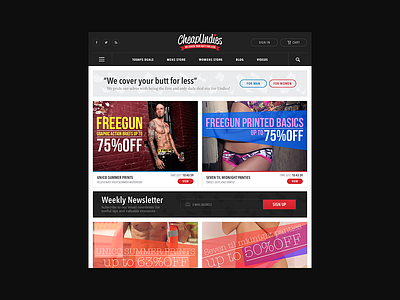 CheapUndies – Daily Deal Ecommerce UI app design branding clean design design ecommerce illustration interaction design lifestyle logo typography ui user experience website website design