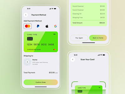 Payment Page Beauty Process app design beauty app clean app cosmetic e commerce iso app makeup mobile app onboarding online shopping online store payment payment ui process product skincare store successful ui ui design ux