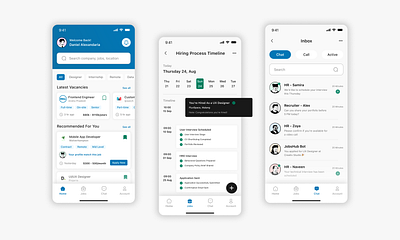 Job Hunt App – Smart Hiring Tracker & Chat System UI hr app job app job finder app job hr app