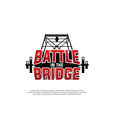 Battle in the bridge logo gym design barbell battle bridge fitness gym gym logo logo red sport strong