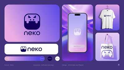 Neko Logo and Branding brand board branding cat logo cute cat graphic design logo modern logo playful logo