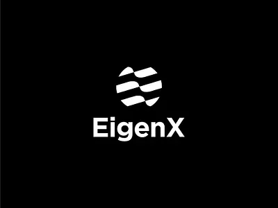 EigenX E logo design black circle circle logo design e e logo flag logo simple white