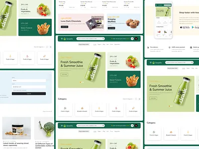 Grocery Website Landing Page animation app branding design flat graphic design illustration logo motion graphics ui vector