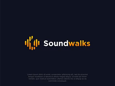 soundwalks logo design music audio design elegant logo modern music orange premium pro simple sound soundwalks walks