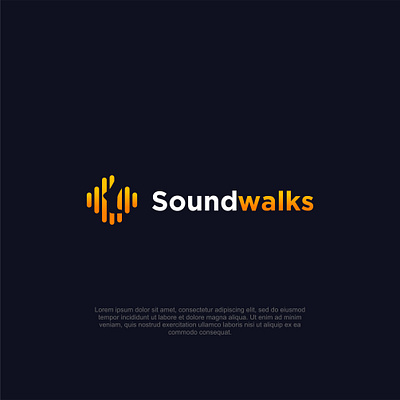 soundwalks logo design music audio design elegant logo modern music orange premium pro simple sound soundwalks walks