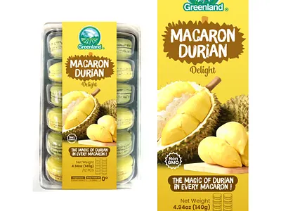 Durian label design box catchy design durian fun label logo modern warp yellow