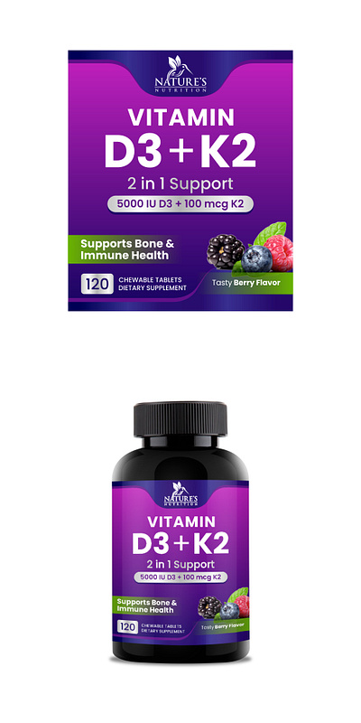 Vitamin label design bottle fruit jar label logo modern nature natures nutrition premium pro vitamin warp