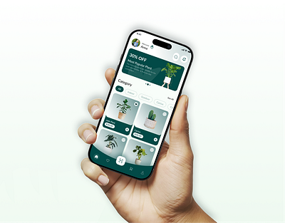 Plantify - Minimal Plant Shop App UI appdesign ecommerceui greenui minimaldesign mobileapp plantapp shoppingapp ui ux