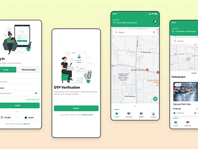 Parking - Mobile App Design bike branding car colors current dribble gradient home latest login map meetup otp parking trending trust ui design ui ux valet verification