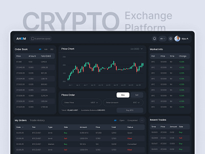 Ahom - Crypto Dashboard banking crypto crypto app crypto design crypto exchange crypto swap crypto wallet cryptocurrency dashboard exchange chart exchange platform fantech financial dashboard product design saas trading trading dashboard trading platform ui ux design web app