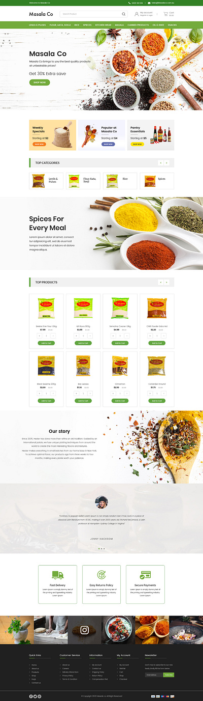 Masala.Co - Ecommerce ui user interface website design