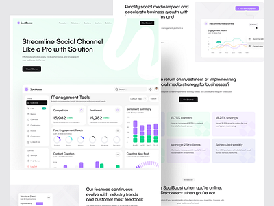Social Media Management Website design homepage instagram landing page saas saas website social media social media boost social media insights social media tool social media tool website social media track uiux web web design website