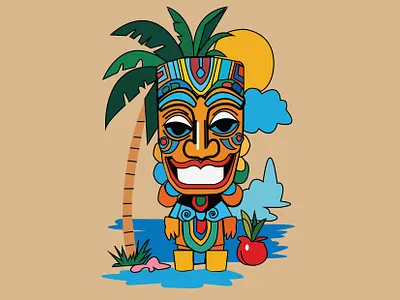 Tribal Art Vector art blue desining flat design graphic design green illustrator mask sun traditional tree tribal ui user experiance user interface ux vector yellow