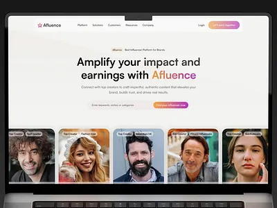 Afluence — Influencer Marketing Made Effortless animation branding creator platform design designer portfolio designwithpurpose digital platform influencer marketing landing landing page design product design productdesign ui ui design uiux ux design web design