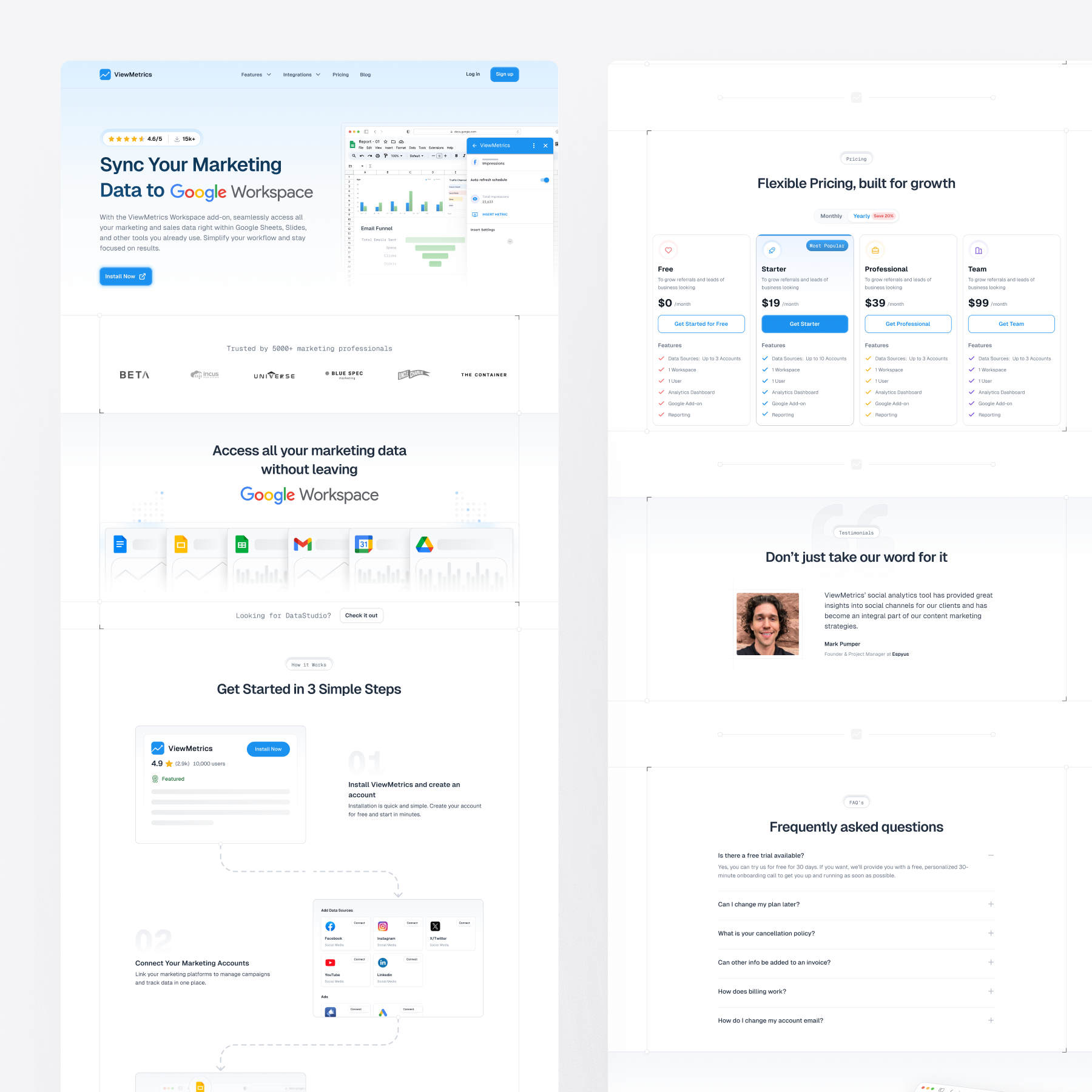 ViewMetrics add-on design add on ai analytics artificial intelligence b2b branding design illustration landing page design plugin product design report automation saas ui uiux ux uxdesign web design website design