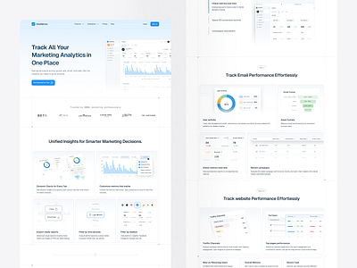ViewMetrics Analytics page design ai analytics artificial intelligence b2b branding design illustration landing page design product design report automation saas ui uiux ux uxdesign web design website design