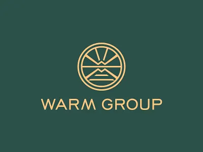W M Monogram Warm Group Logo brand branding circle gold green horizon light logo logotype monogram round sea stamp sun warm water