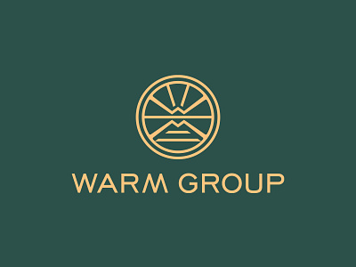 W M Monogram Warm Group Logo brand branding circle gold green horizon light logo logotype monogram round sea stamp sun warm water
