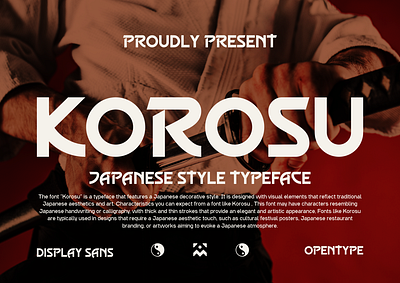 Korosu Font book text branding classic culture decorative display font fonts headline hiragana japan japanese kanji katakana lettering magazine poster tokyo typeface vintage