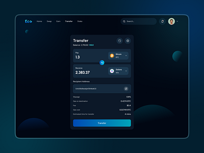 Crypto Dashboard - Swap Page banking community engagement crypto crypto dashboard crypto exchange crypto trading cryptocurrency dashborad dapps dashboard dashboard ui defi exchange finance hero homepage staking swap page trading ui kit web app