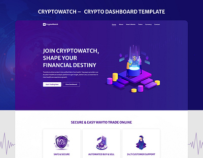 CryptoWatch – App Landing Page for Crypto Traders app landing page crypto crypto website cryptowatch design designtocodes figma figma template one page tailwind css template design uiux web template website design website template