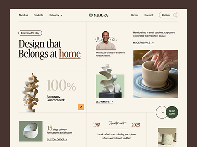 Mudora - Pottery Studio Website ceramics clayart design studio ecommerce handcrafts handmade homedecor homepage landing page landingpage pottery pottery and ceramics pottery art pottery website sculpture user interface design web design webdesign website design website designer