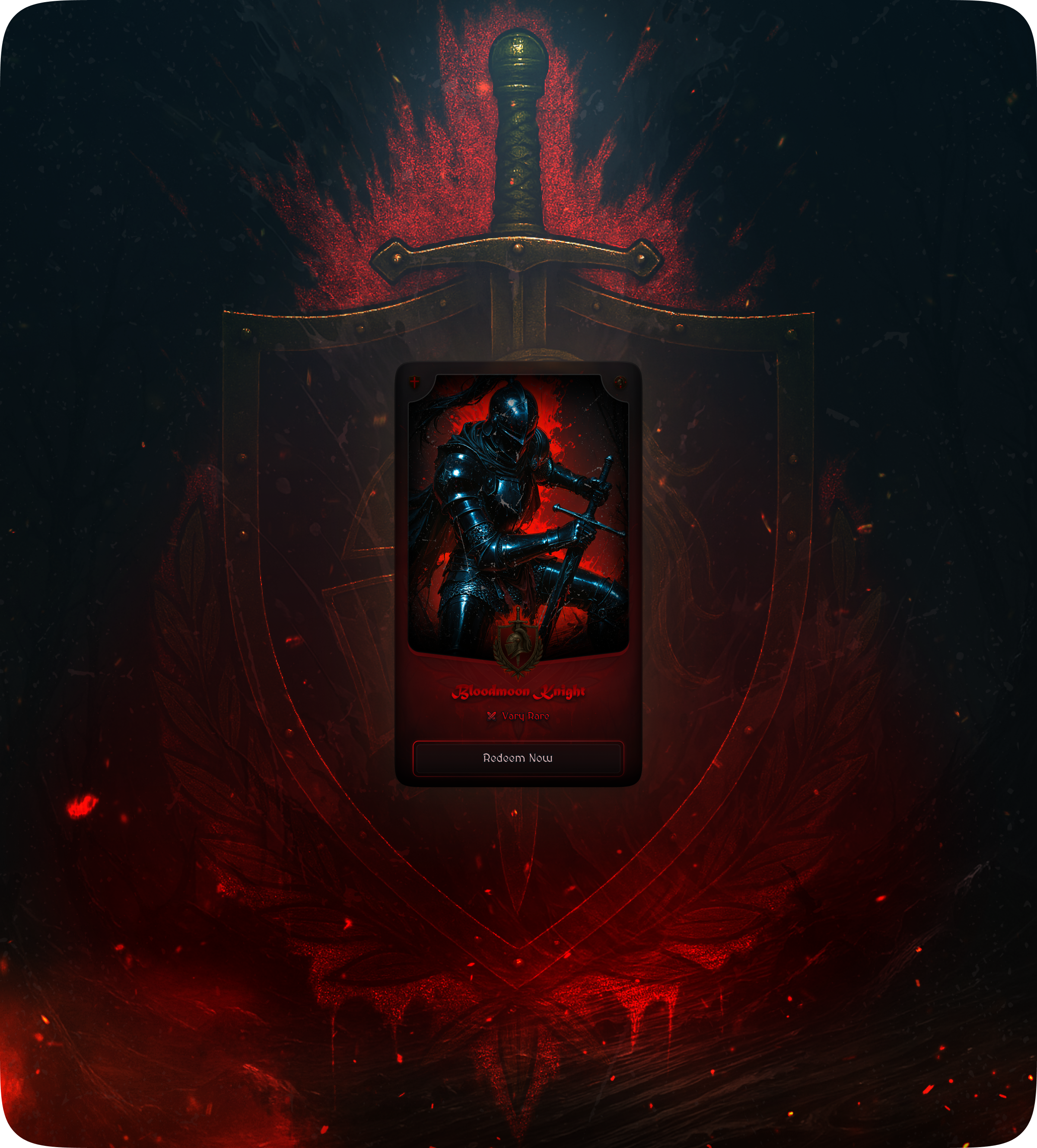 Blood Fortress - Game Card UI (Bloodmoon Knight) app branding card design card game dark fantasy fantasy ui figma game art game asset game design game ui graphic design illustration knight rare card tcg trading card ui