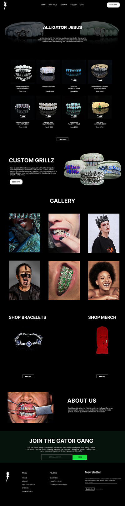 LUXURY GRILLZ WEBSITE DESIGN [CONTACT FOR WEB DESIGN] dark minimalistic diamond grillz ecommerce store fashion grills figma web design framer web design grillz web design luxury men luxury web design minimalistoc web design shopify web design ui y2k streetwear web design