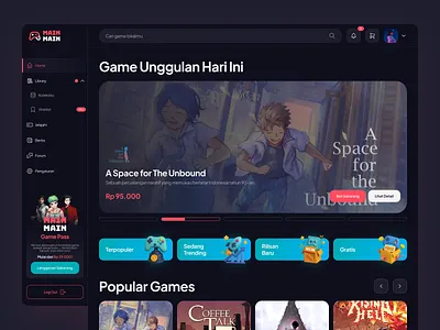 🎮 MainMain - PC Game Store for Indonesian Games dark design dark theme dashboard design design game store game web indonesia steam ui ui design uidesign uiux web dashboard web design