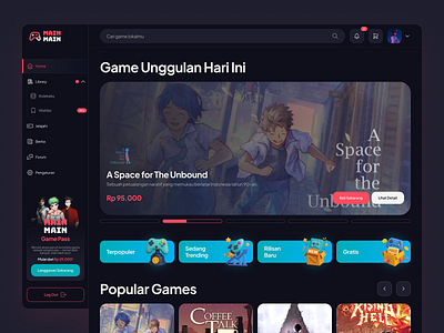 🎮 MainMain - PC Game Store for Indonesian Games dark design dark theme dashboard design design game store game web indonesia steam ui ui design uidesign uiux web dashboard web design