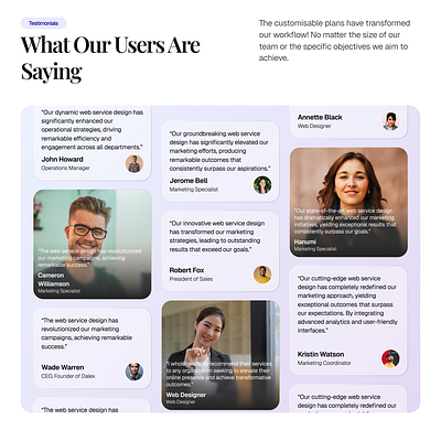 Testimonials Section - Web Design figma figma design framer landing page design landing ui minimalistic section testimonials testimonials section testimonials ui ui ui design ui designer uiux web design web design ui web ui website design