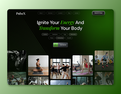 PulseX - Fitness Website Hero section above the fold design fitness fitness hero section fitness website gym health hero section landing page landing ui ui ui design web design web ui website design weightloss yoga