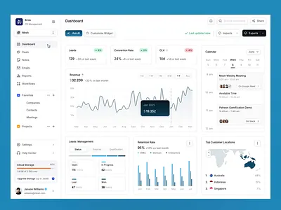Brisk – AI CRM Platform ai analytics animation artificial intelligence attio chart component crm dashboard design motion graphics report saas ui ux uxerflow web design webapp
