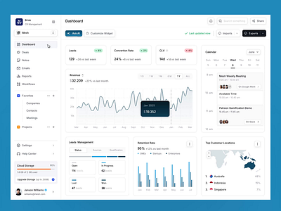 Brisk – AI CRM Platform ai analytics animation artificial intelligence attio chart component crm dashboard design motion graphics report saas ui ux uxerflow web design webapp