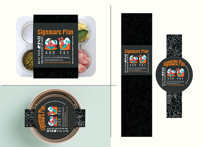 Meal plan food packaging sleeves design 3D brand identity branding creative design creative logo delivery company food food packaging illustration logo design sleeves ui
