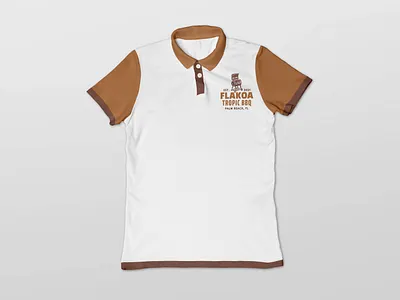 Flakoa Polo Shirt Design Branding brand brand identity branding clean design graphic hand drawn identity illustration logo merch merchandise mock up polo shirt simple uniform vintage visual white
