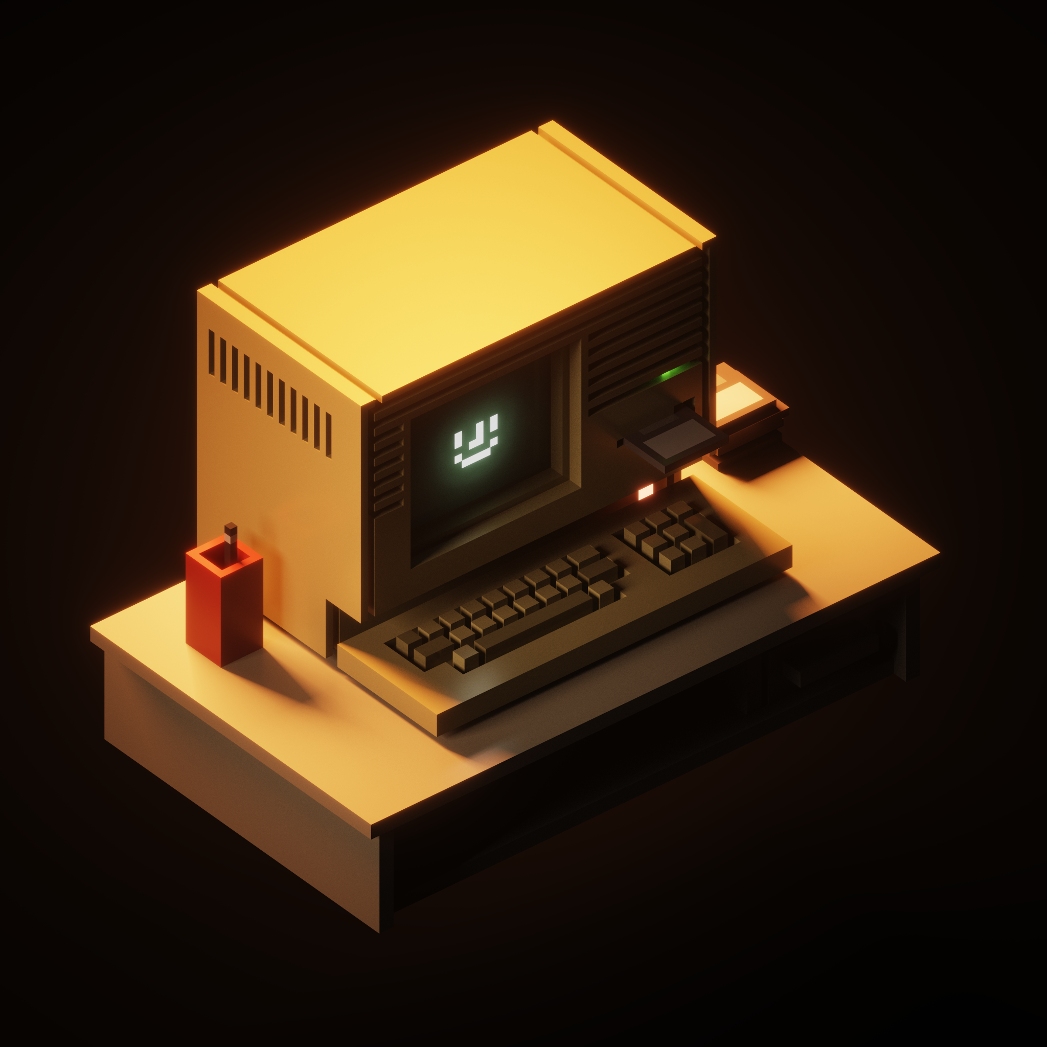 Retro Fat-boy Render 3d computer desk graphic design illustration keyboard mac render retro retro pc rosek